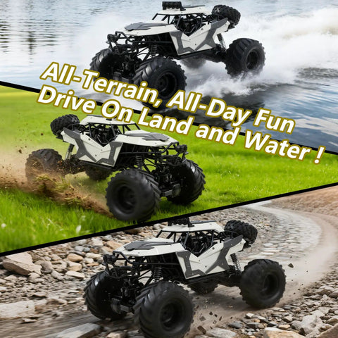 Amphibious RC Car One Eighth Scale 4WD Monster Truck That Rips Water And Land With Waterproof Chassis LED Lights Remote Control Truck