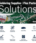 No Clean Flux Paste 8341 10ml with pneumatic dispenser shown in use on circuit board for soldering touch-ups.