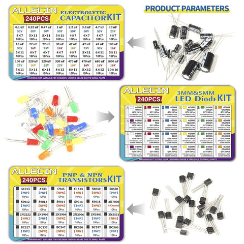DIY Electronics Component Kit For Pro Projects 1910 Pcs Of Resistors Electrolytic Capacitors Schottky Diodes LEDs Transistors