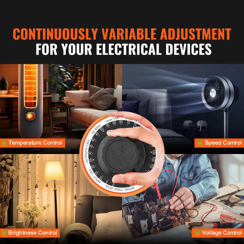 Auto Variable Voltage Transformer 500VA AC Regulator with LCD Display adjusting devices like heater, fan, and lamp