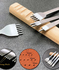 Leather Stitching Punch Kit With White Steel Prongs 5mm Pitch shown with multiple heads on a textured surface