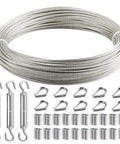 1/8 Inch Stainless Steel Wire Rope Kit 120 Ft With Turnbuckles Thimbles Sleeves Crimping Loops for Garden String Lights Deck Railing