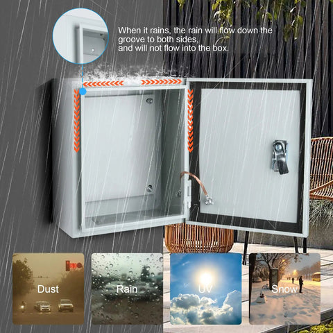Rugged Wall Mounted Electrical Junction Box For Indoor And Outdoor Use Heavy Duty Steel Enclosure With Waterproof And Dustproof Seal
