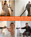 Heavy Duty Industrial Pipe Handrail For Indoor Stairs Wall Mount Metal Safety Rail Solid Staircase Grab Bar aiding seniors and kids