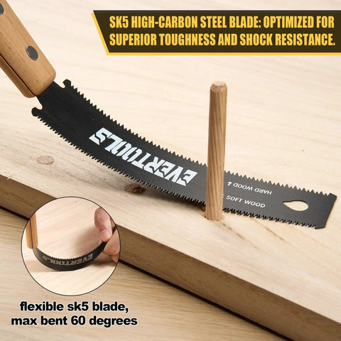 Precision Japanese Pull Saw Set Comes With Heavy Duty Sk5 Steel Ryoba And Flush Cutting Blades For Crisp Woodworking Trim And Yard Pruning Featuring Sweet Swing Action And Zero Sweat Operation