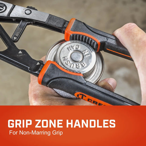 12 Inch Auto-Bite Tongue And Groove Pliers With Cushion Grip, showing grip zone handles in use