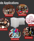 Image showing various uses for 50 Pack Bubble Pouch Wrap 12x12 Inch Clear Bubble Bags For Packing Fragile Dishes And China Plates