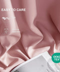 Close-up of soft pink fabric from 100 Percent Blackout Pink Curtains For Girls Room, Cute 63 Inch Long 2 Inch Rod Pocket Drapes, Light Blocking Thermal Insulated Window Treatments, W52 X L63, 2 Panels.