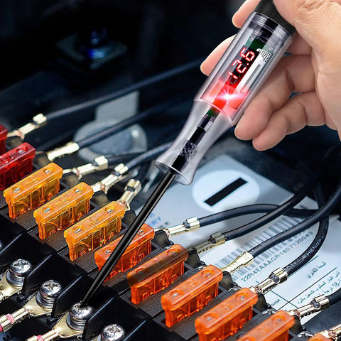 5-90V Digital LED Circuit Tester With Voltage Display Auto Bidirectional Light Tester Extended Spring Wire And Probe For Cars Trucks RVs And More Easy Read Electrical Voltage Checker For Vehicle Troubleshooting, testing fuse box