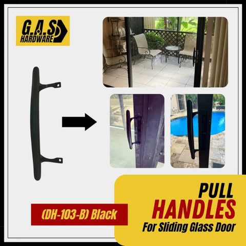 9-7/8 Inch Tall Black Pull Handle Replacement With Screws For Sliding Patio And Glass Doors Fits 6-5/8 Inch Hole Spacing
