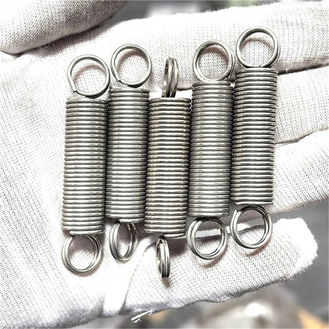 Heavy Duty Stainless Steel Tension Springs With Hooks 10 Piece Pack 10MM By 1.5MM Wire Size 45MM Length in hand