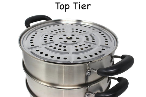 Premium 3 Tier Stainless Steel Steamer Set With Stay Cool Handles 30 cm Converts To 4 Levels Or Single Pot Includes 2 Interchangeable Trays For Healthy Easy Cooking And Flexible Meal Prep