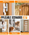 Built Tough Heavy Duty 90 And 180 Degree Barn Door Latch With Handle For Sliding Doors Ideal For Bathroom Bedroom Cabinets Garden Garage And Outdoor Use Zinc Alloy Hardware Weather Resistant Smooth Locking installation examples on various doors.