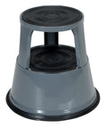 Rolling Step Stool 17 Inch Top, 500 Lb Capacity, Gray, Steel Construction, Rubber Treads On Each Step, Spring Loaded Casters, Anti Slip Base