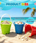 Jumbo Beach Sand Castle Buckets Set For Kids And Adults 7 Inch Large Sand Pails Thick Durable ABS Plastic Bath Toy Gift Bundle Includes Green Blue Red Colors For Outdoor Beach Fun on sandy beach