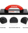 4 Inch By 12 Inch Grout Float For Tile With Molded Rubber Pad And Soft Grip Handle, showing red handle and black-white pad detail