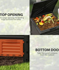 Backyard Garden Compost Bin 80 Gallon Large Capacity Outdoor Composter with Dope Aeration System showing top opening and bottom door