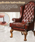 Top Shelf Red Copper Daisy Head Upholstery Tacks, 150 Pack Heavy Duty Thumb Nails For Furniture Repair, hand holding daisy head tack with upholstered chair.
