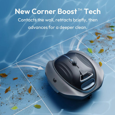 Beast Cordless Robotic Pool Cleaner with Industry Leading Suction Power DirtLock Tech 2.0 cleaning pool edge with debris