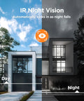 Day and night vision comparison of 1080P Long Range Bullet Security Camera Weatherproof For Indoor And Outdoor Use With Four In One OSD Switch.