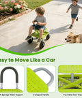 Child sitting on Swivel Garden Stool With 360 Degree Wheels And Height Adjustable Seat From 12.6 To 16.1 Inches Rolling Cart With Back Tool Pouch And Under Seat Tray, outdoors.