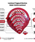 Gate Valve Lockout Kit For Six And A Half To Ten Inch Valves Heavy Duty Lockout Gear Red Tagout OSHA Compliant display