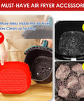 Square Red Silicone Air Fryer Liners 8 Inch Fits 4 To 6 Qt Reusable Nonstick Heat Resistant Up To 464F Dishwasher Safe