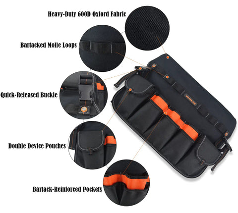 5 Gallon Bucket Tool Organizer With 47 Pockets Heavy Duty 1680D Ballistic Fabric Bucket Bag Holder details and fabric features