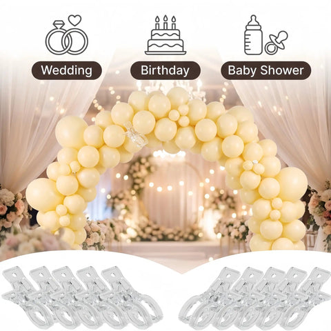 Ultimate Balloon Arch Kit With 6 Heavy Duty Clear Clamps And 100 Premium Long透明 Balloons For Epic Birthday Weddings And Party Decorations, clear clamps and balloon arch