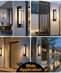 Modern Large Outdoor Sconce Lights 20 Inch High Matte Black Exterior Wall Light Waterproof for Entryway and Garage