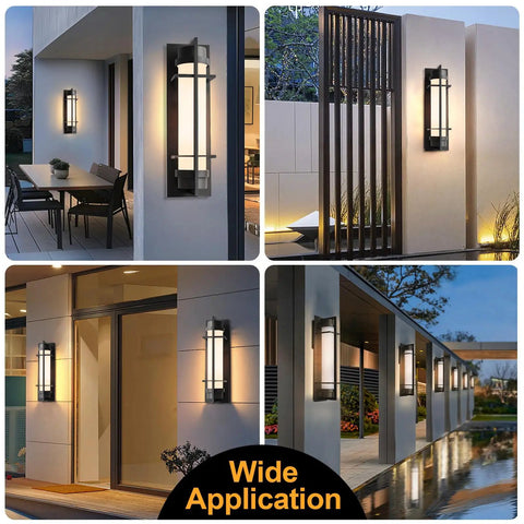 Modern Large Outdoor Sconce Lights 20 Inch High Matte Black Exterior Wall Light Waterproof for Entryway and Garage