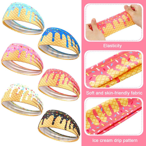 Ice Cream Drip Baseball Headband For Teens And Adults Elastic Polyester Sweatband In Multi Color Perfect For Basketball Football Golf
