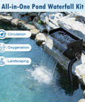 Pond Waterfall Spillway Kit With 8 Inch Stainless Steel Spillway Remote Control LED Lights 660GPH Submersible Pump