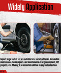 Mechanics using Half Inch Drive Deep Impact Socket Set, 9 Piece Metric 29mm to 38mm 6 Point Axle Nut Sockets, Heavy Duty CRV Steel.