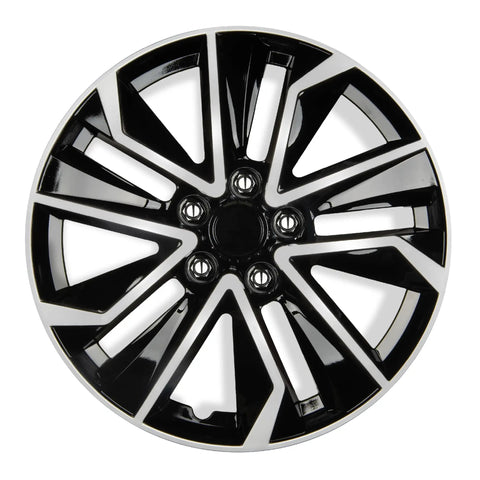 16 Inch Hubcaps Set Of 4 For Steel Wheels OEM Replacement Snap On Wheel Covers Durable ABS Black And Silver 10 Spoke Design