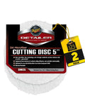 Front view of DA 5 Inch Microfiber Cutting Disc Set For Dual Action Polisher That Takes Out Moderate Scratches Swirls And Paint Defects For Pro Level Car Detailing Pads 2 Pack