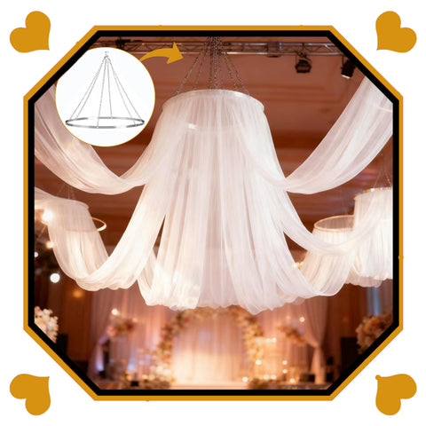 24 Inch Hoop Ceiling Draping Kit For Weddings And Events, Stainless Steel Canopy Curtain Hardware For Indoor Outdoor Use
