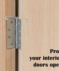 Rock Hard Stainless Steel Hinge Pin Door Stops With Butterfly Spring To Keep Doors Swingin Smooth And Stay Open No Fuss For Bedrooms Interiors Or Exterior Rooms In Pack Of Five Pieces Silver installed on a wooden door.