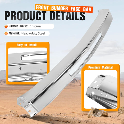 ECOTRIC chrome steel front bumper face bar for 2007–2013 Chevy Silverado pickups