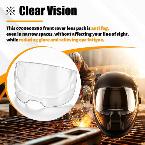 Six Piece Clear Front Cover Lens Replacement Kit For 0700600880 showing clear welding lens design against working backdrop.