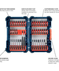 44 Piece Impact Tough Screwdriver Bit Set in Custom Case System with Xtended Torsion Zone for 10X Longer Bit Life open case view
