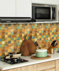 Kitchen with Peel And Stick Backsplash Tile Pack For Kitchen Fireplace And Bathroom In Rust Copper Plaid Retro Copper Style Five Sheets With Eco Friendly Self Adhesive Backing For An Easy No Fuss Install No Grout on wall