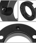 Close-up of 2 Inch Front Leveling Kit Strut Spacers for 1999 to 2006 Toyota Tundra, black billet aluminum material.