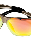Pro Grade Sick Impact Resistant Outdoor Safety Specs With Rich Orange Mirrored Lenses And Ultra Tight Flex Comfort Fit Frame Built Different for heavy duty use.