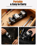 Heavy Duty Fractal Vise Giving You A Sweet Knockout Grip For Drill Press And Bench Clamping, portable and compact for easy storage.