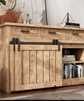 Wooden cabinet with sliding barn door, books and decor items on top, showcasing 4Ft Bypass Mini Barn Door Hardware Kit DIY Ready For Double Sliding Doors Roller Set In Black Coated Steel Hardware Only Not Included Door Great For Closets Storage Windows TV Stand Cabinets Fits Doors Up To 27 Inches Wide And Half Inch Thick in use