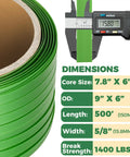 Heavy Duty Pallet Strapping Roll For Packaging And Banding In Green Polyester PET Industrial Grade Workhorse Coil 500 Ft