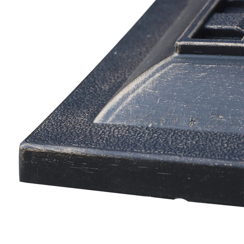 Close-up of Heavy Duty Resin Umbrella Base Stand For Patio Market Parasols, Square Bronze Finish With Decorative Pattern edge.