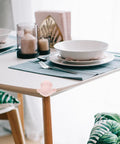 Table with 4 Pack Silicone Animal Shaped Corner Protectors For Furniture Edges, Easy Snap On Install, No Residue, Kid Safe.