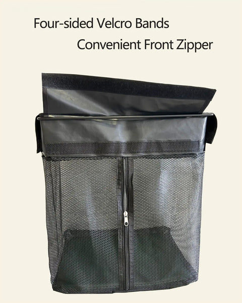 Mesh Slatwall Storage Baskets With Zipper Collapsible Hanging Organizer Set Heavy Duty Metal Frame 2 Pack For Garage And Workshop Easy Access Caddies with front zipper and Velcro bands.